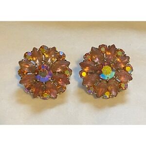 Vintage Coro Pink Rhinestone Earrings